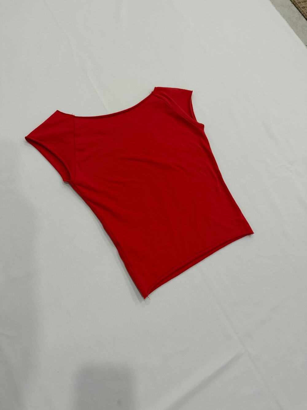 Out From Under Urban Outfitters Red Cap Sleeve Boat Neck Top XS
